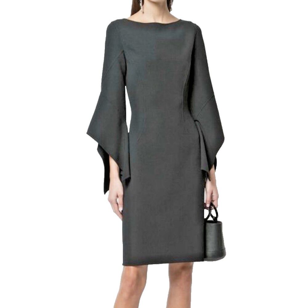 Michael Kors Collection Black Wool Sheath Dress 4 Stretch Designer Minimalist
